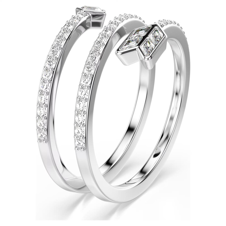 Idyllia motif ringMixed cuts, Arrow, White, Rhodium plated